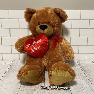 Extra Large Fuzzy Valentine's I LOVE YOU Teddy Bear with Heart and Ribbon